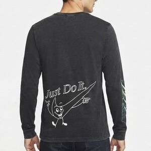 Vintage Nike Just Do It Long Sleeve Graphic Sweatshirt Black Mens Size L